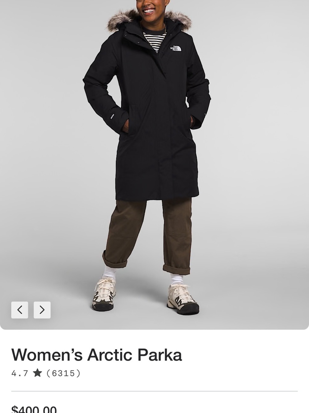 The North Face Women’s Arctic Parka — Black with Fur-Trim Hood